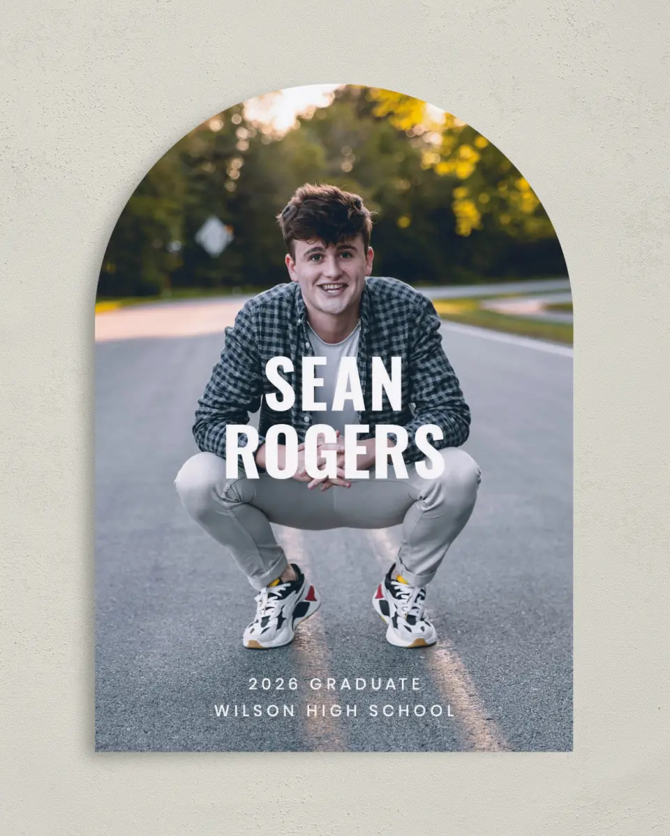 This is a 5" x 7" Graduation Announcement Card called Final Stretch printed in full color on Premium Smooth paper