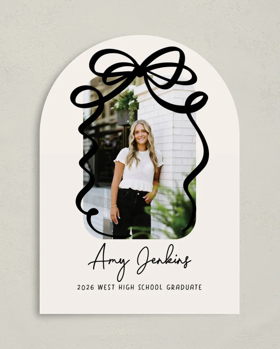 This is a 5" x 7" Graduation Announcement Card called All Tied Up printed in full color on Premium Smooth paper