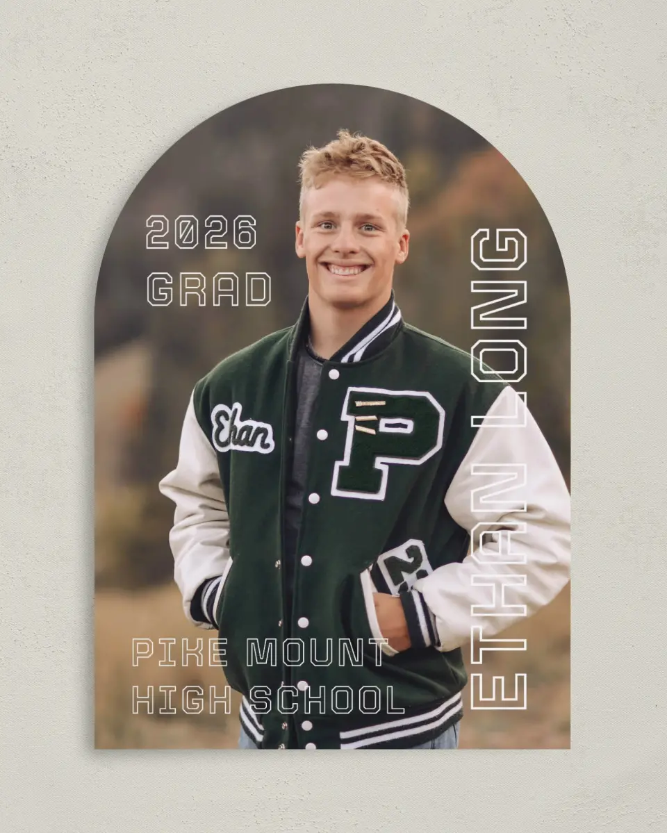 This is a 5" x 7" Graduation Announcement Card called Athletic Achievement printed in full color on Premium Smooth paper