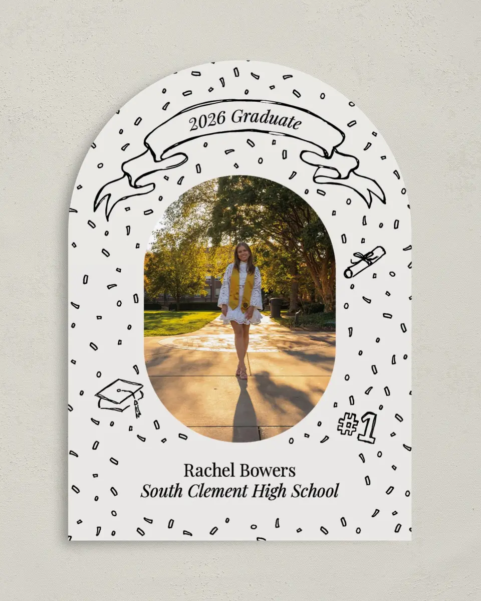 This is a 5" x 7" Graduation Announcement Card called Art of Achievement printed in full color on Premium Smooth paper