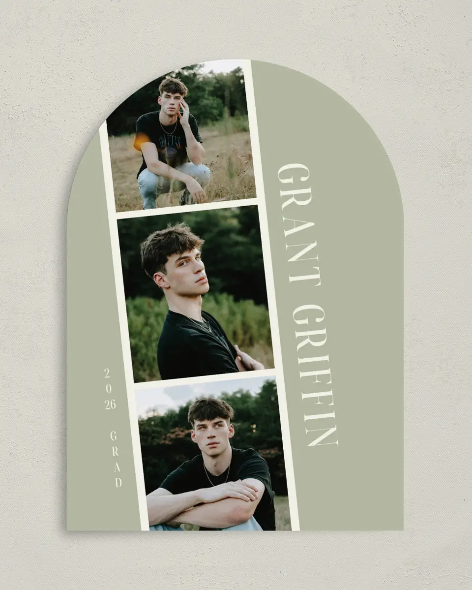 This is a 5" x 7" Graduation Announcement Card called Photo Booth printed in full color on Premium Smooth paper
