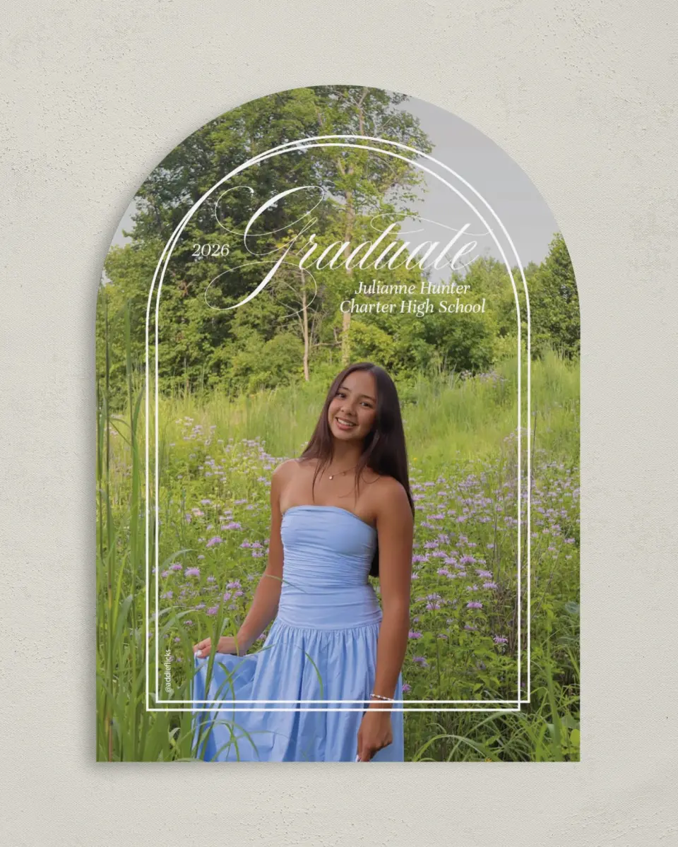 This is a 5" x 7" Graduation Announcement Card called Elegant Grad printed in full color on Premium Smooth paper