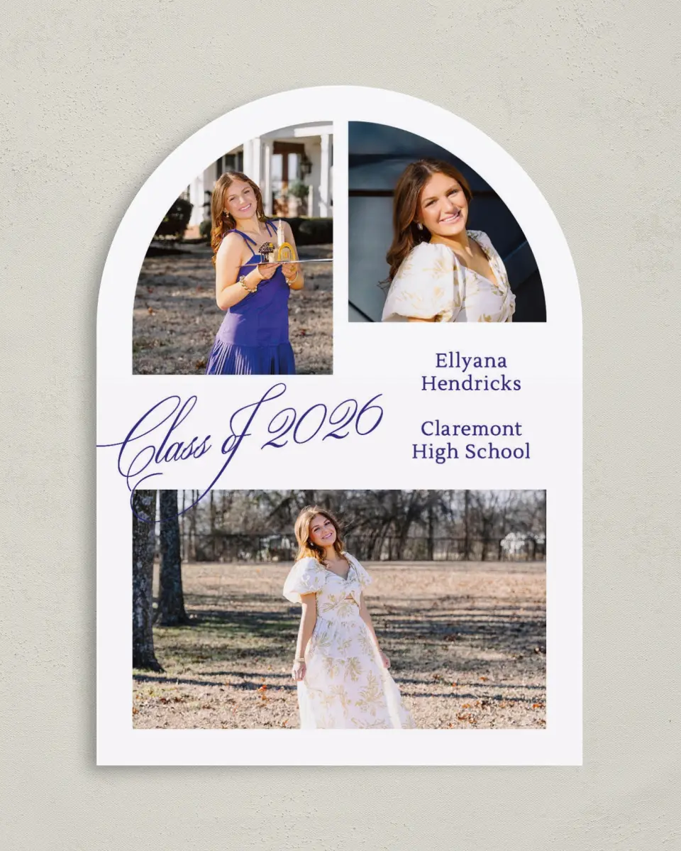 This is a 5" x 7" Graduation Announcement Card called Elegantly Graduated printed in full color on Premium Smooth paper