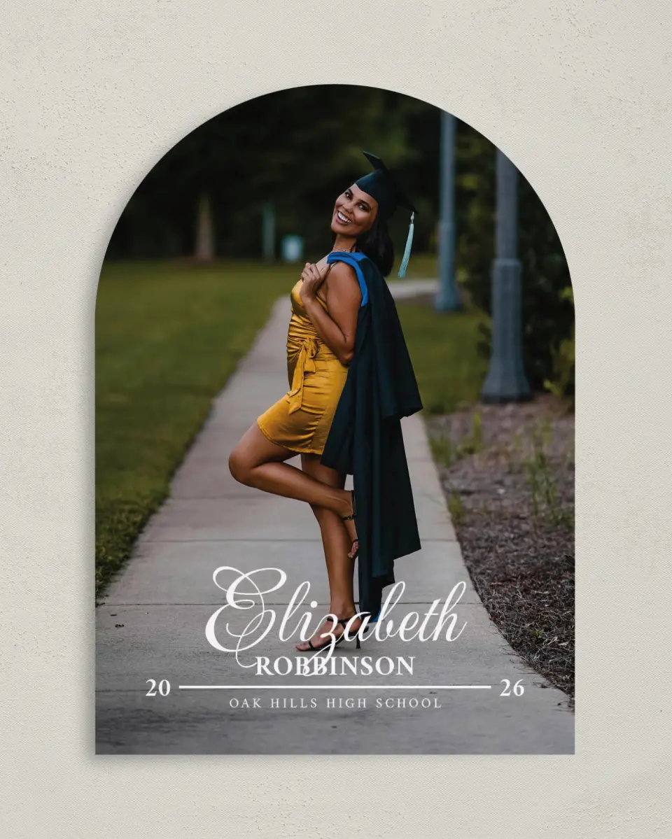 This is a 5" x 7" Graduation Announcement Card called The Right Path printed in full color on Premium Smooth paper