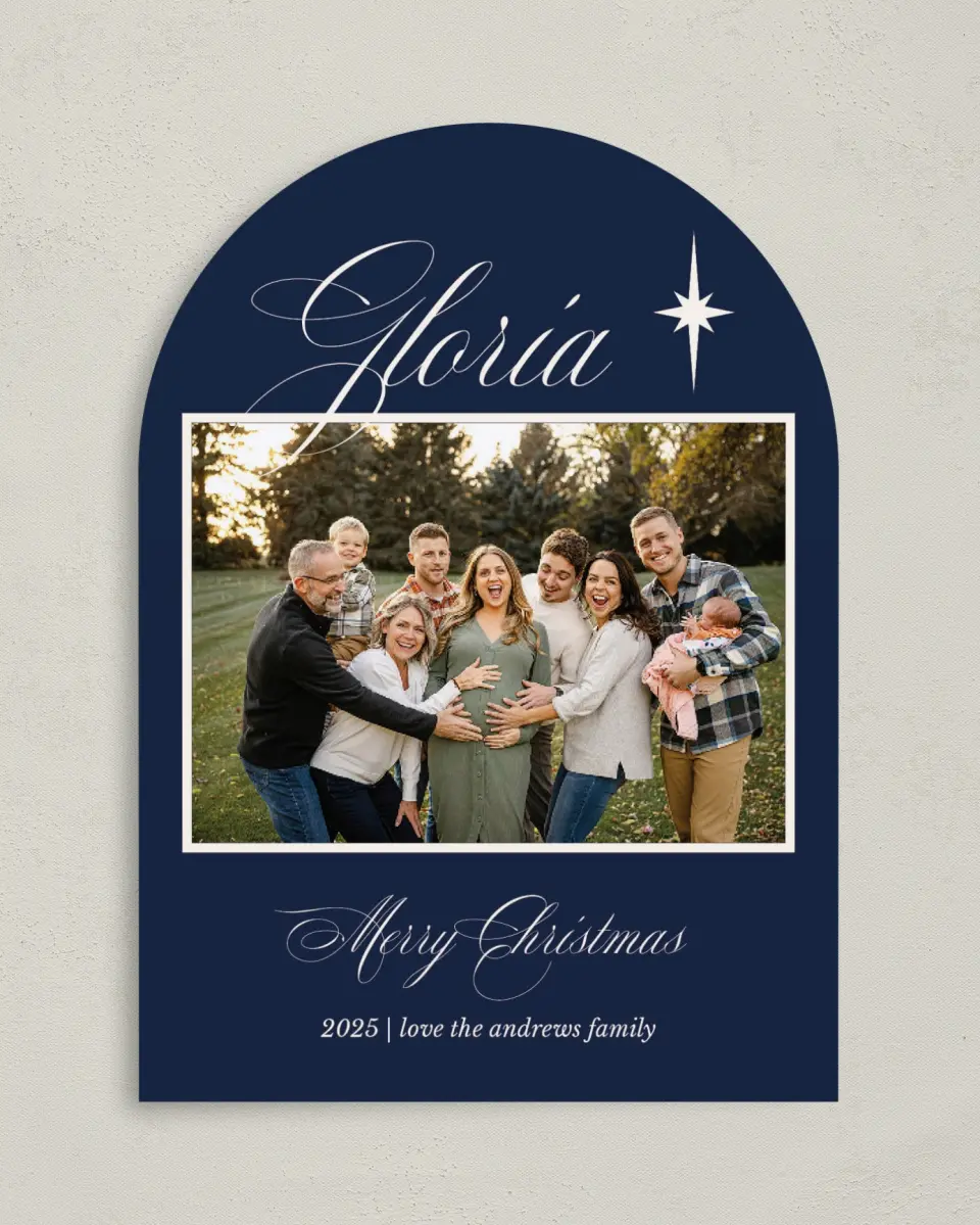 This is a 5" x 7" Christmas Card called In Excelsis Deo printed in full color on Premium Smooth paper