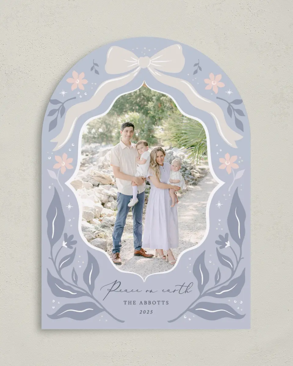 This is a 5" x 7" Christmas Card called Heavenly Peace printed in full color on Premium Smooth paper
