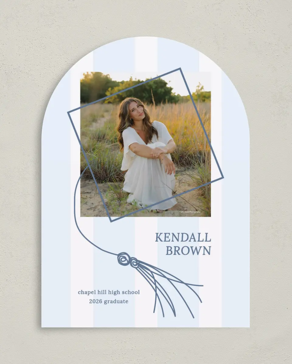 This is a 5" x 7" Graduation Announcement Card called Graduation Art printed in full color with Gold foil on Premium Smooth paper