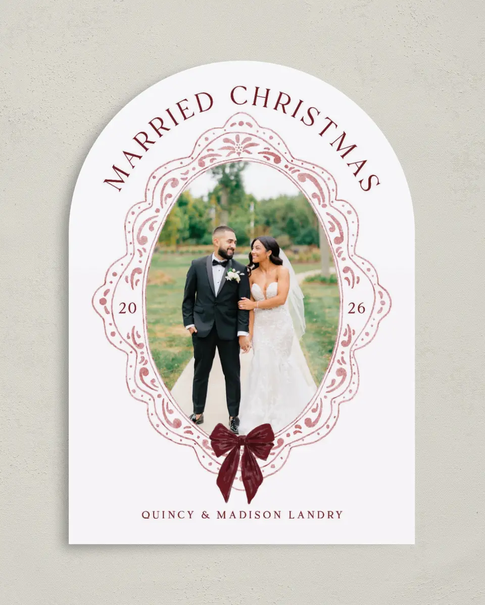 This is a 5" x 7" Christmas Card called Folk Filigree printed in full color on Premium Smooth paper