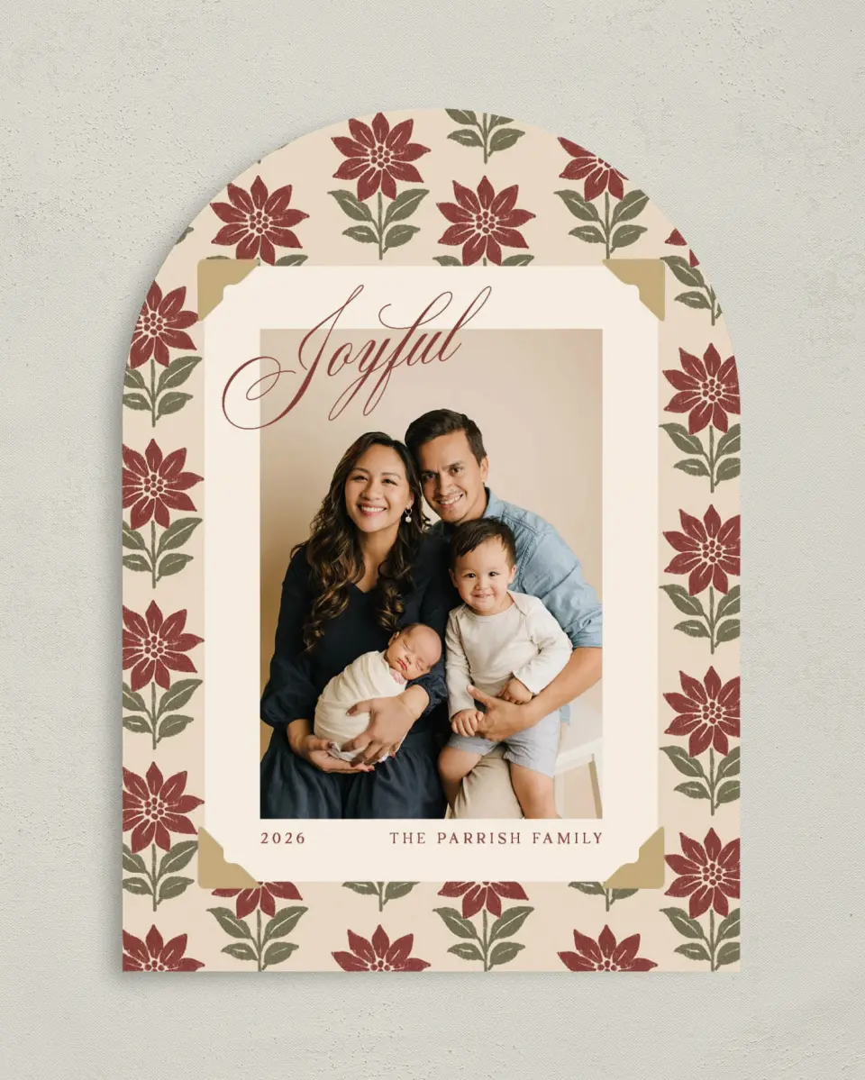 This is a 5" x 7" Christmas Card called Paper Petals printed in full color on Premium Smooth paper