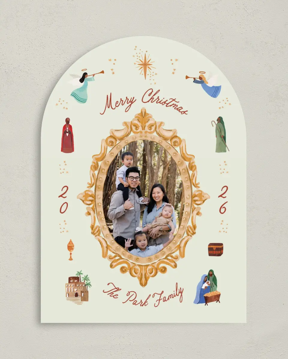This is a 5" x 7" Christmas Card called Gloria All Around printed in full color on Premium Smooth paper