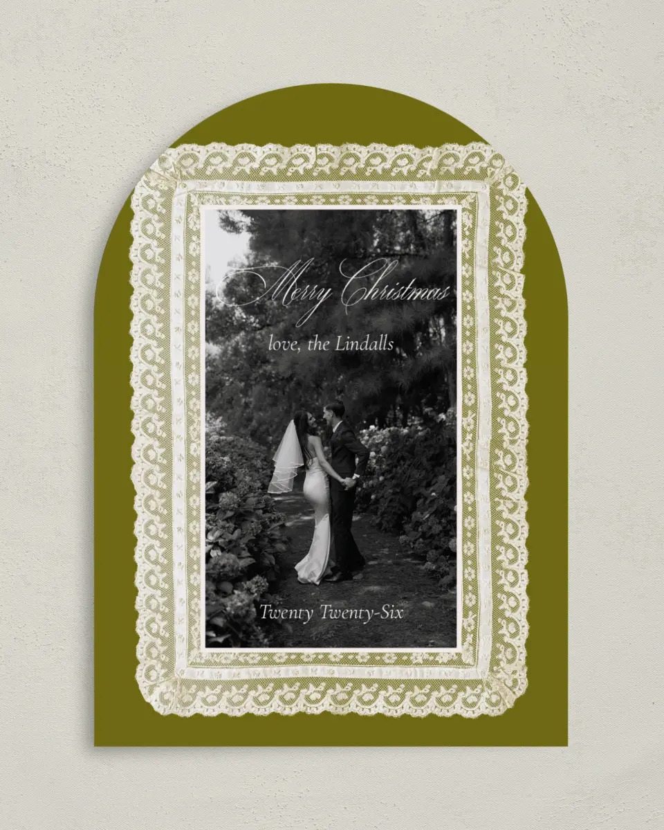 This is a 5" x 7" Christmas Card called Vintage Keepsake printed in full color on Premium Smooth paper