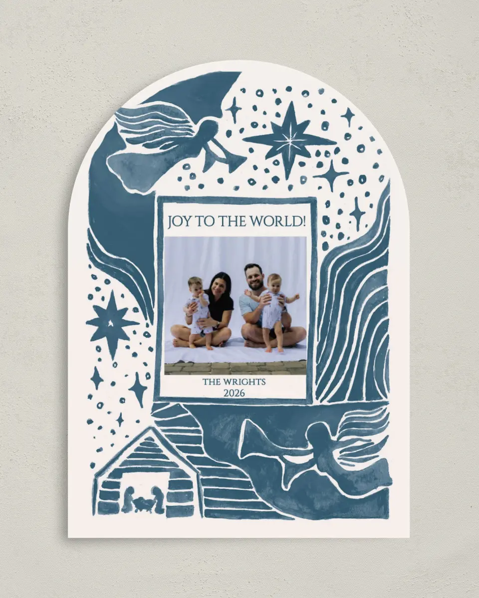 This is a 5" x 7" Christmas Card called Heavenly Joy printed in full color on Premium Smooth paper