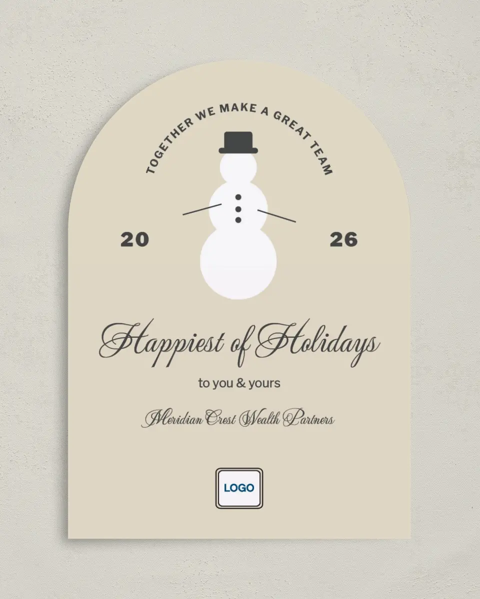 This is a 5" x 7" Christmas Card called Snowman Salutations printed in full color on Premium Smooth paper