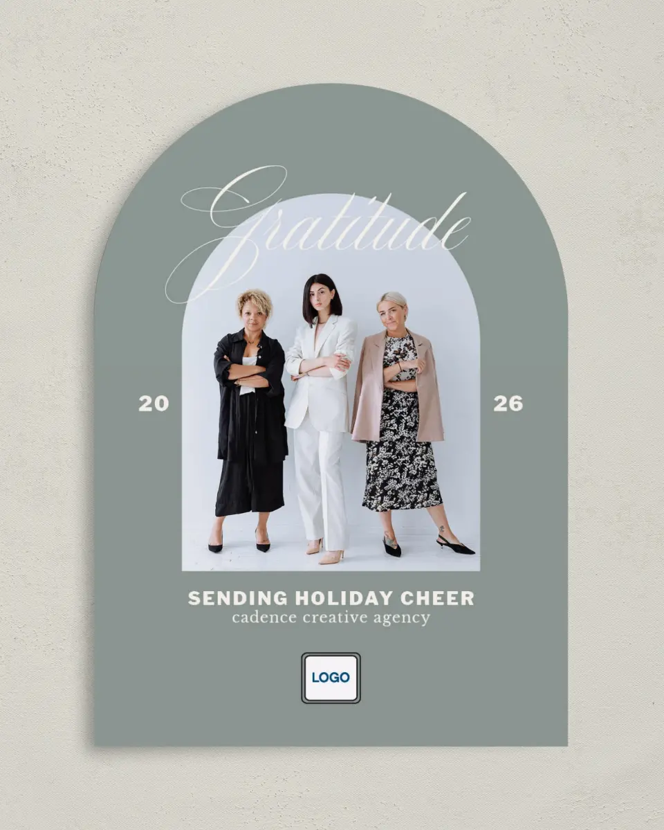 This is a 5" x 7" Christmas Card called Chic Holiday printed in full color on Premium Smooth paper