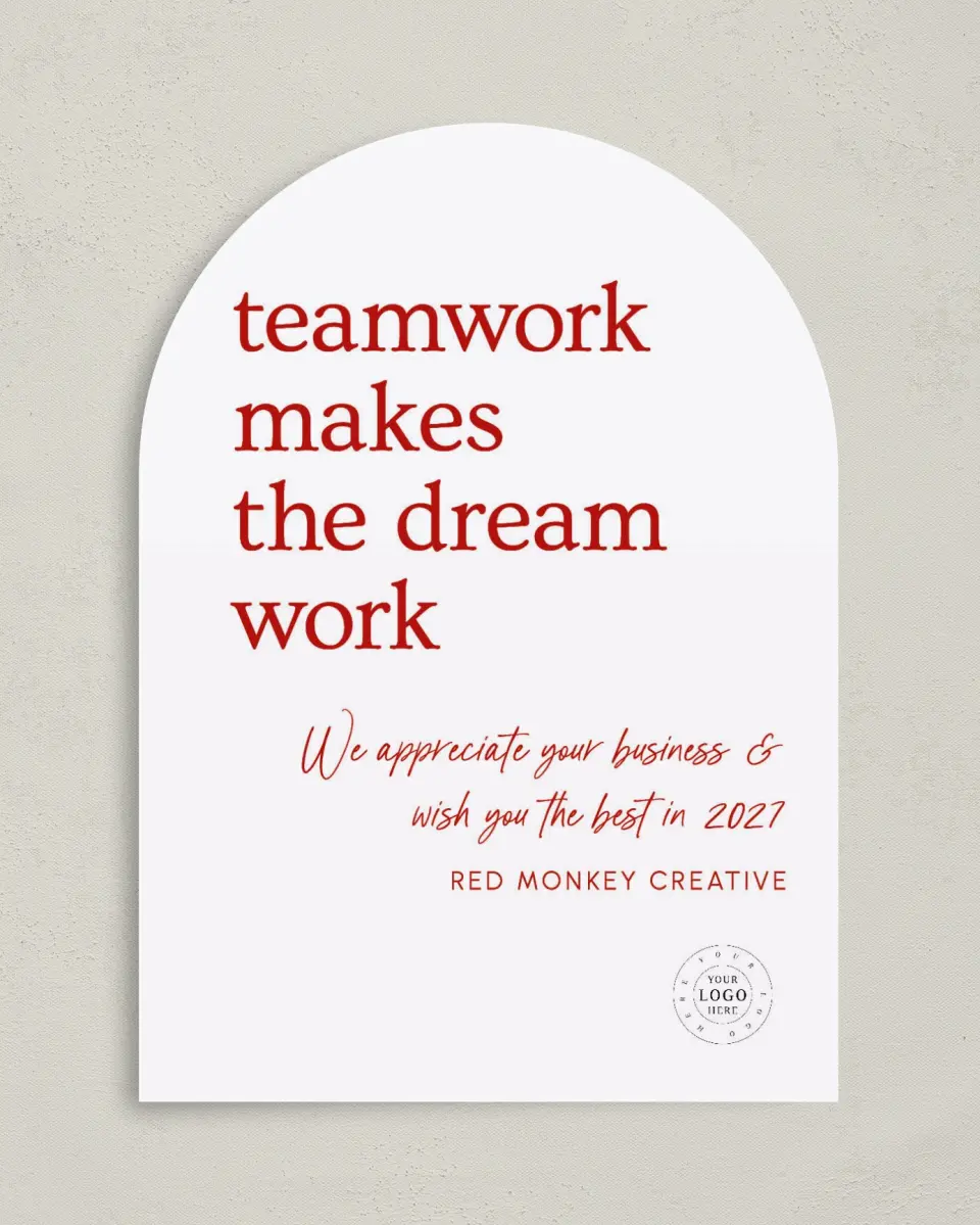 This is a 5" x 7" Christmas Card called Teamwork Dream Work printed in full color on Premium Smooth paper