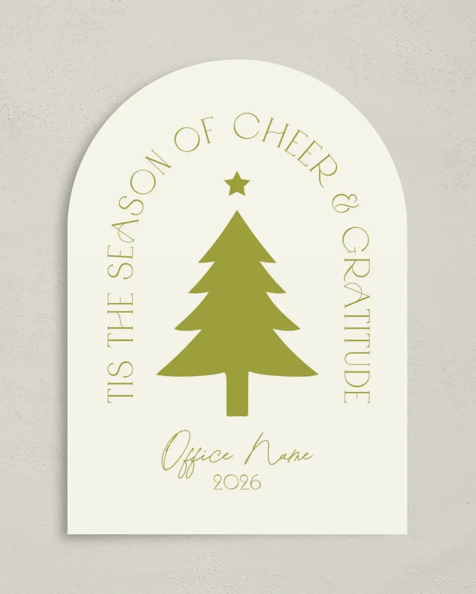 This is a 5" x 7" Christmas Card called Cheer & Gratitude printed in full color on Premium Smooth paper