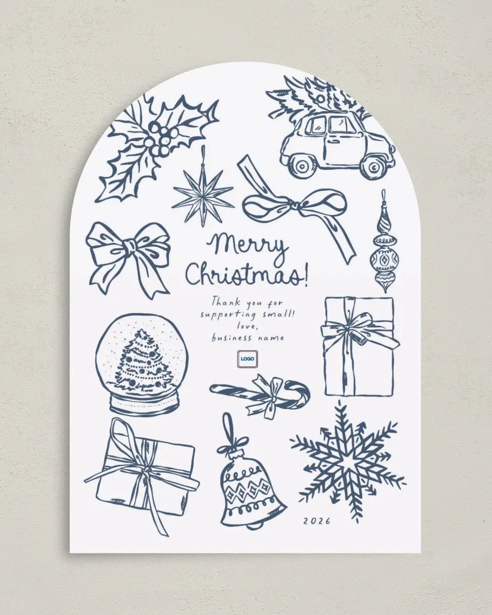This is a 5" x 7" Christmas Card called Small Business printed in full color on Premium Smooth paper