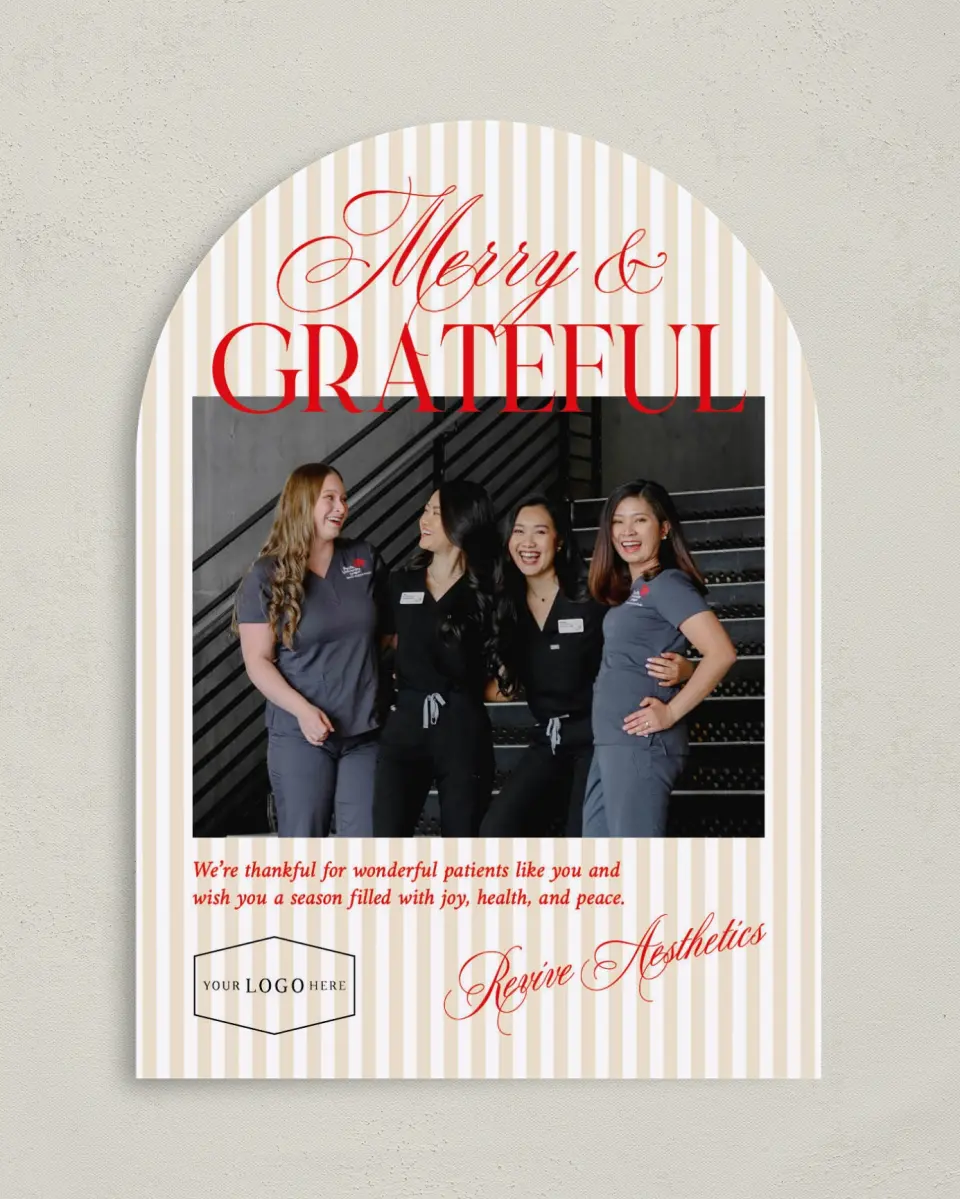 This is a 5" x 7" Christmas Card called Grateful Wishes printed in full color on Premium Smooth paper