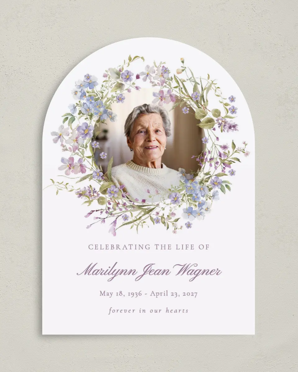 This is a 5" x 7" Memorial Card called Forever Blooming printed in full color on Premium Smooth paper