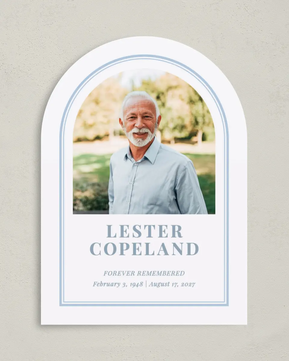 This is a 5" x 7" Memorial Card called Forever in Frame printed in full color on Premium Smooth paper