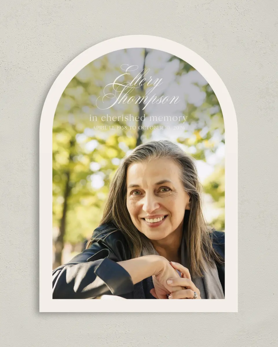 This is a 5" x 7" Memorial Card called New Light printed in full color on Premium Smooth paper