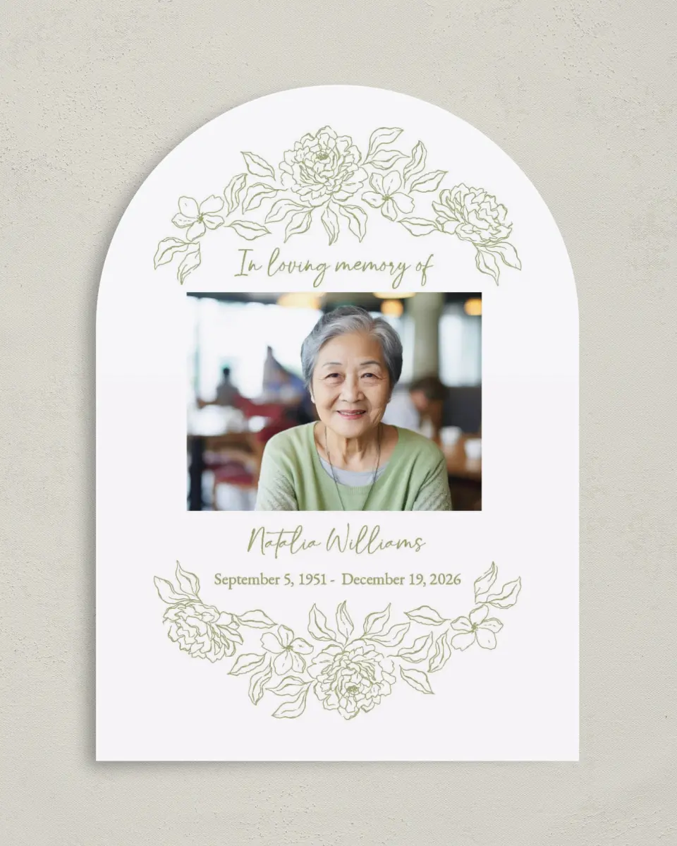 This is a 5" x 7" Memorial Card called Forever Flourishing printed in full color on Premium Smooth paper
