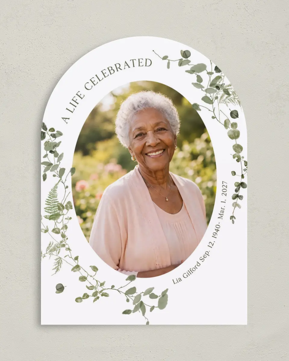 This is a 5" x 7" Memorial Card called Life Legacy printed in full color on Premium Smooth paper