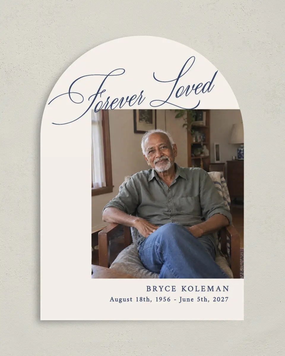 This is a 5" x 7" Memorial Card called Forever Loved printed in full color on Premium Smooth paper