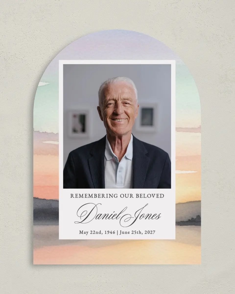 This is a 5" x 7" Memorial Card called Our Beloved printed in full color on Premium Smooth paper