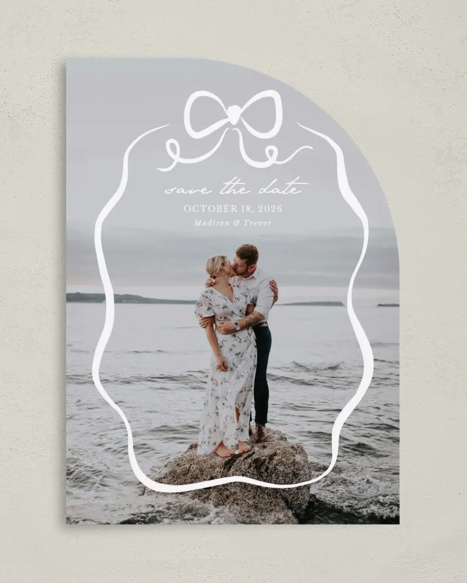This is a 5" x 7" Save the Date Card called The Madison printed in full color on Premium Smooth paper
