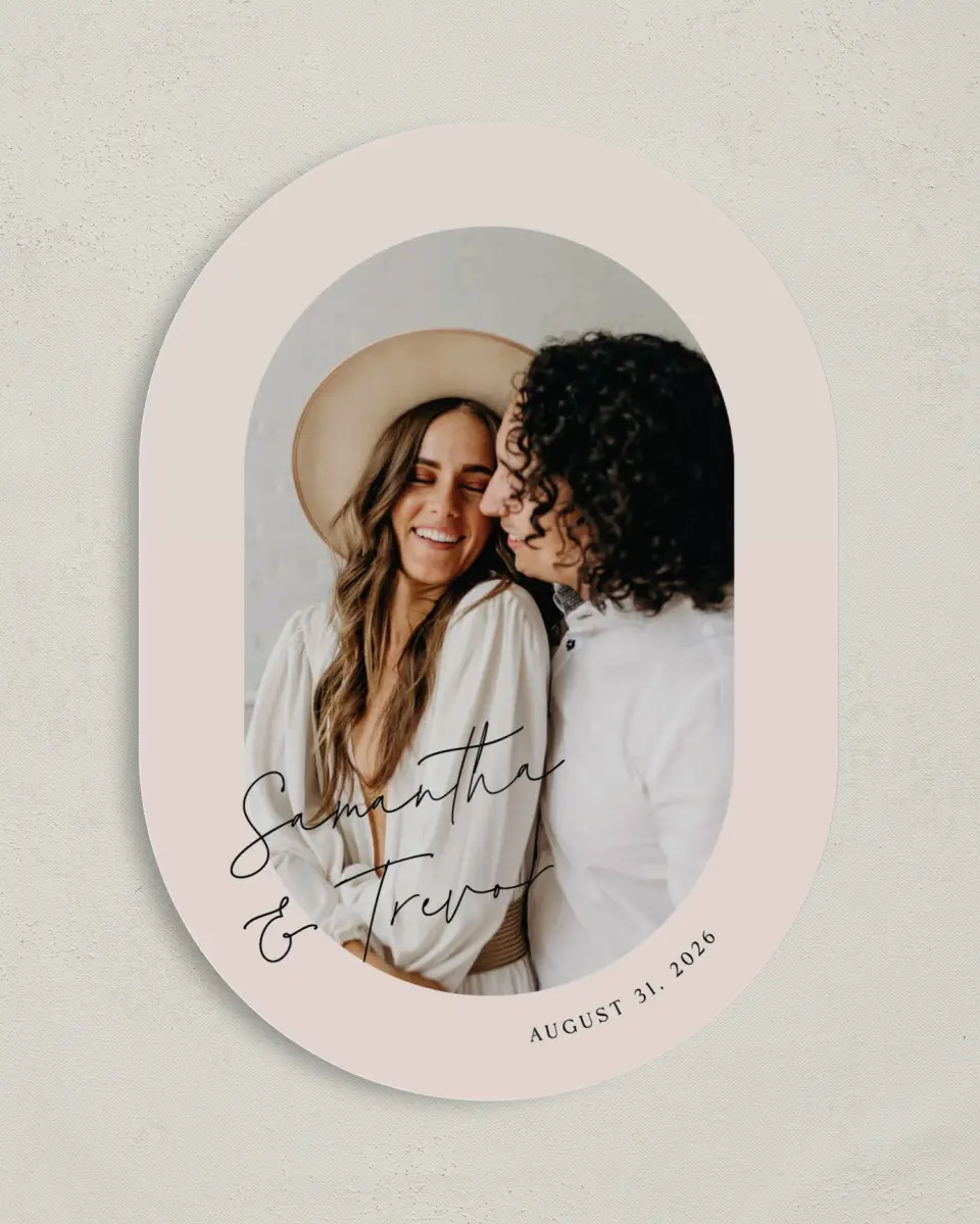 This is a 5" x 7" Save the Date Card called The Samantha printed in full color on Premium Smooth paper