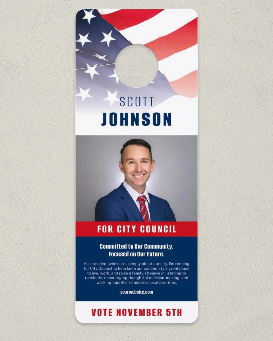 This is a 3.5" x 9" Calendar MagnetCard called Local Vote printed in full color