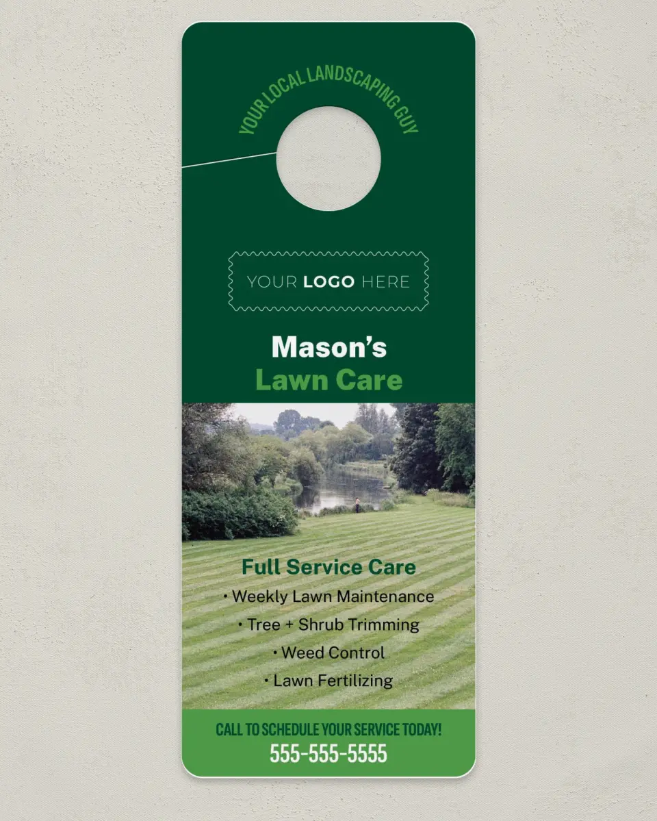 This is a 3.5" x 9" Calendar MagnetCard called Local Lawn Care printed in full color