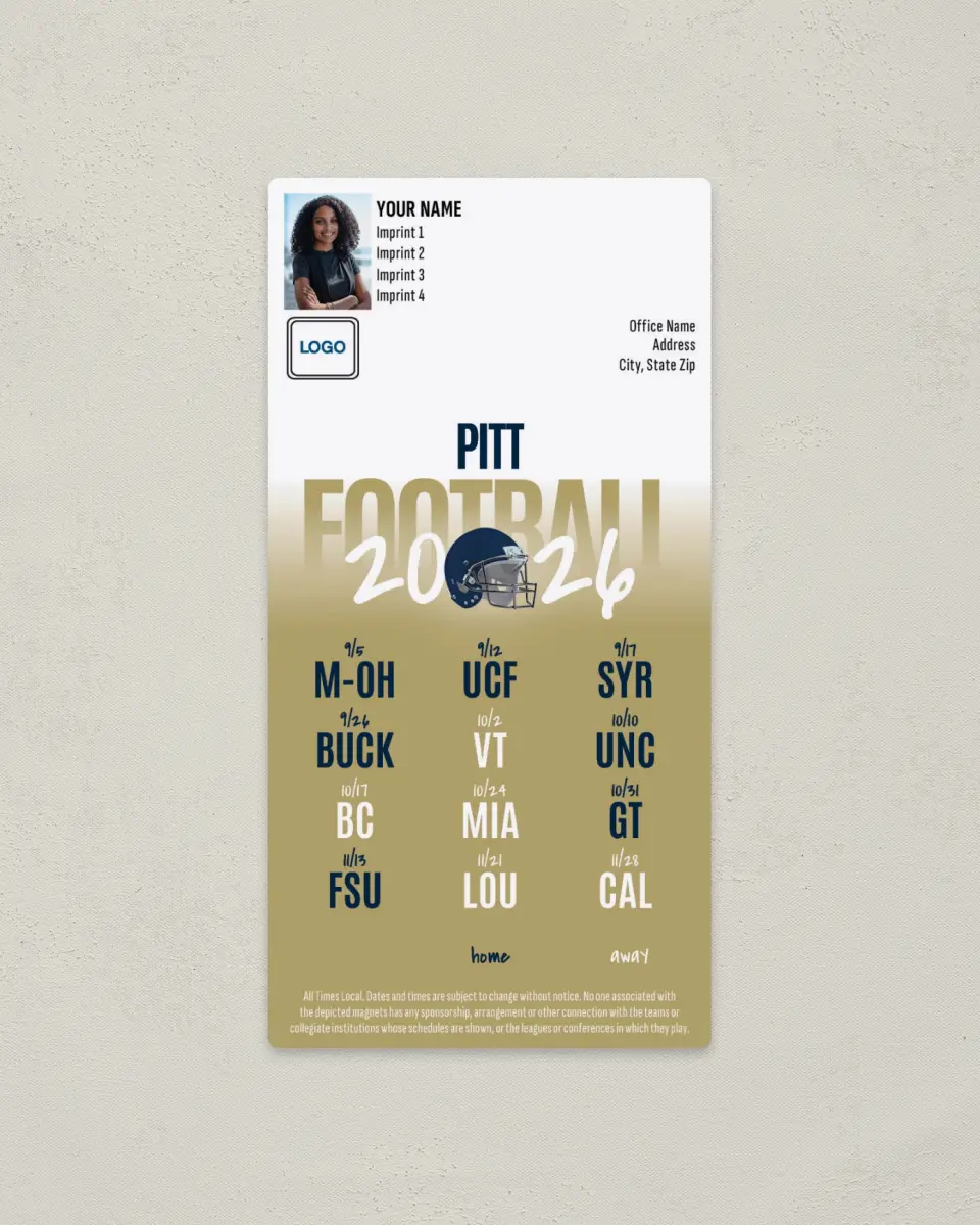 This is a 7" x 3½" Football Schedule Magnet called Pittsburgh Panthers printed in full color