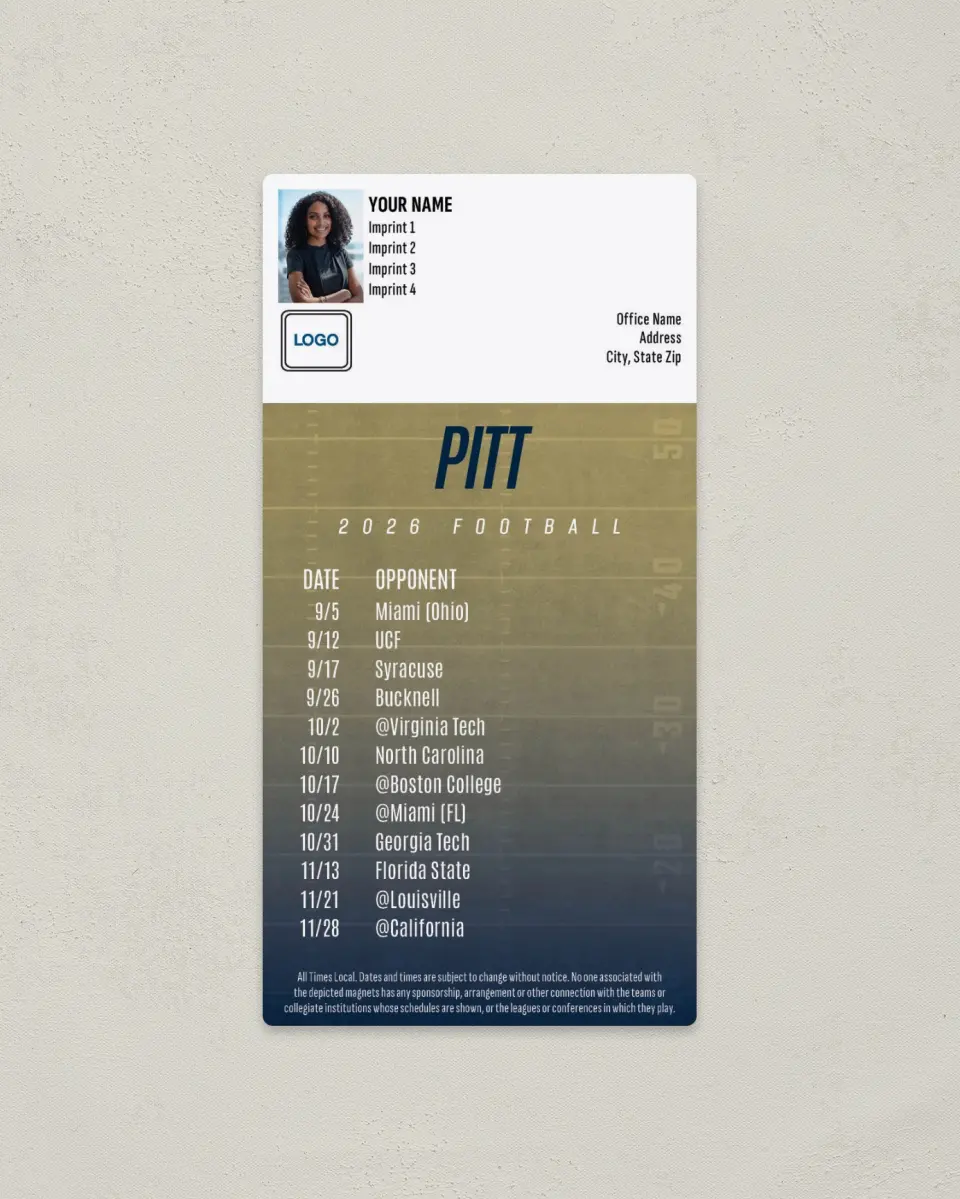 This is a 7" x 3½" Football Schedule Magnet called Pittsburgh Panthers printed in full color