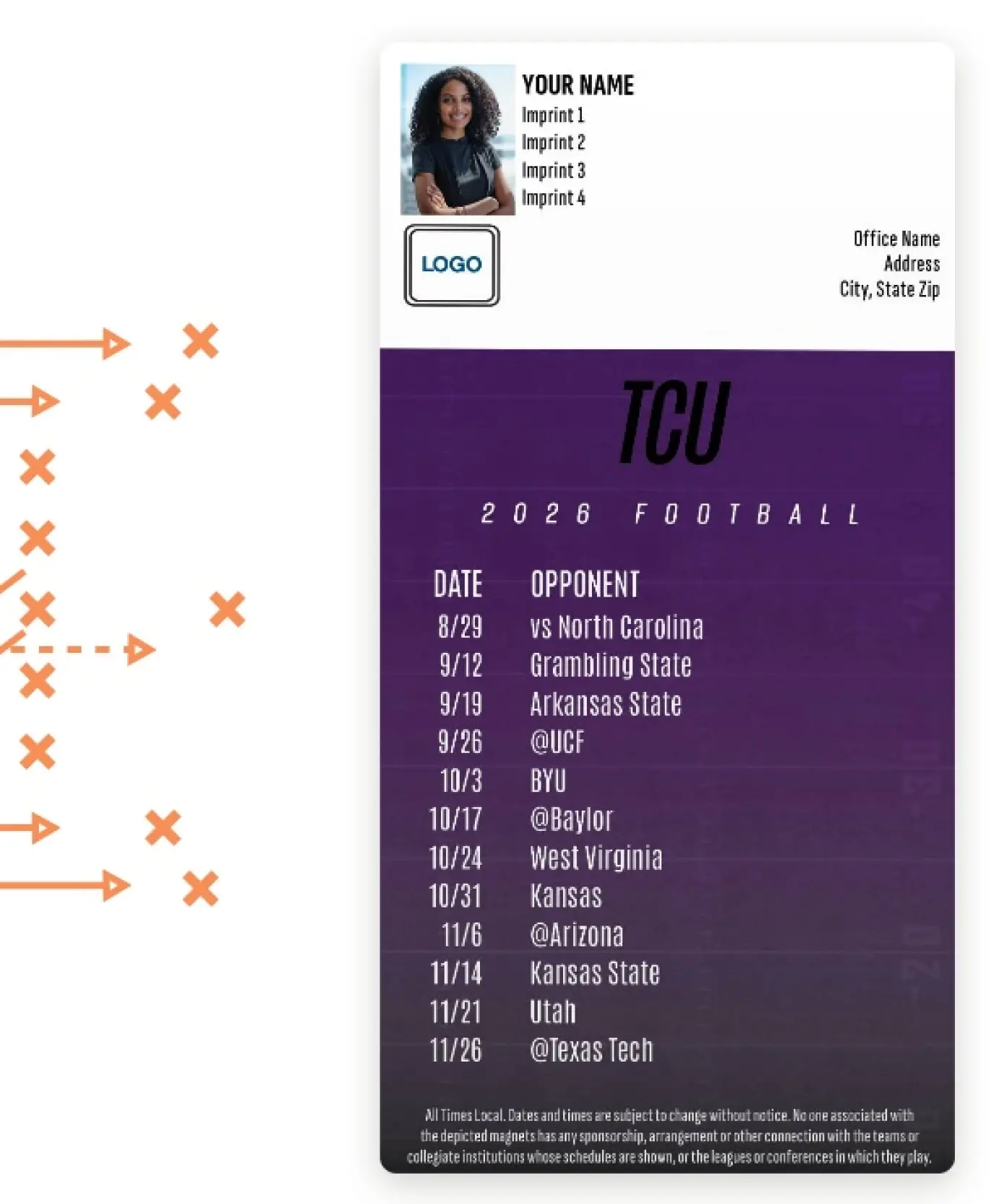 Custom TCU Horned Frogs Football Schedule Magnets | Free Samples| Truly  Engaging