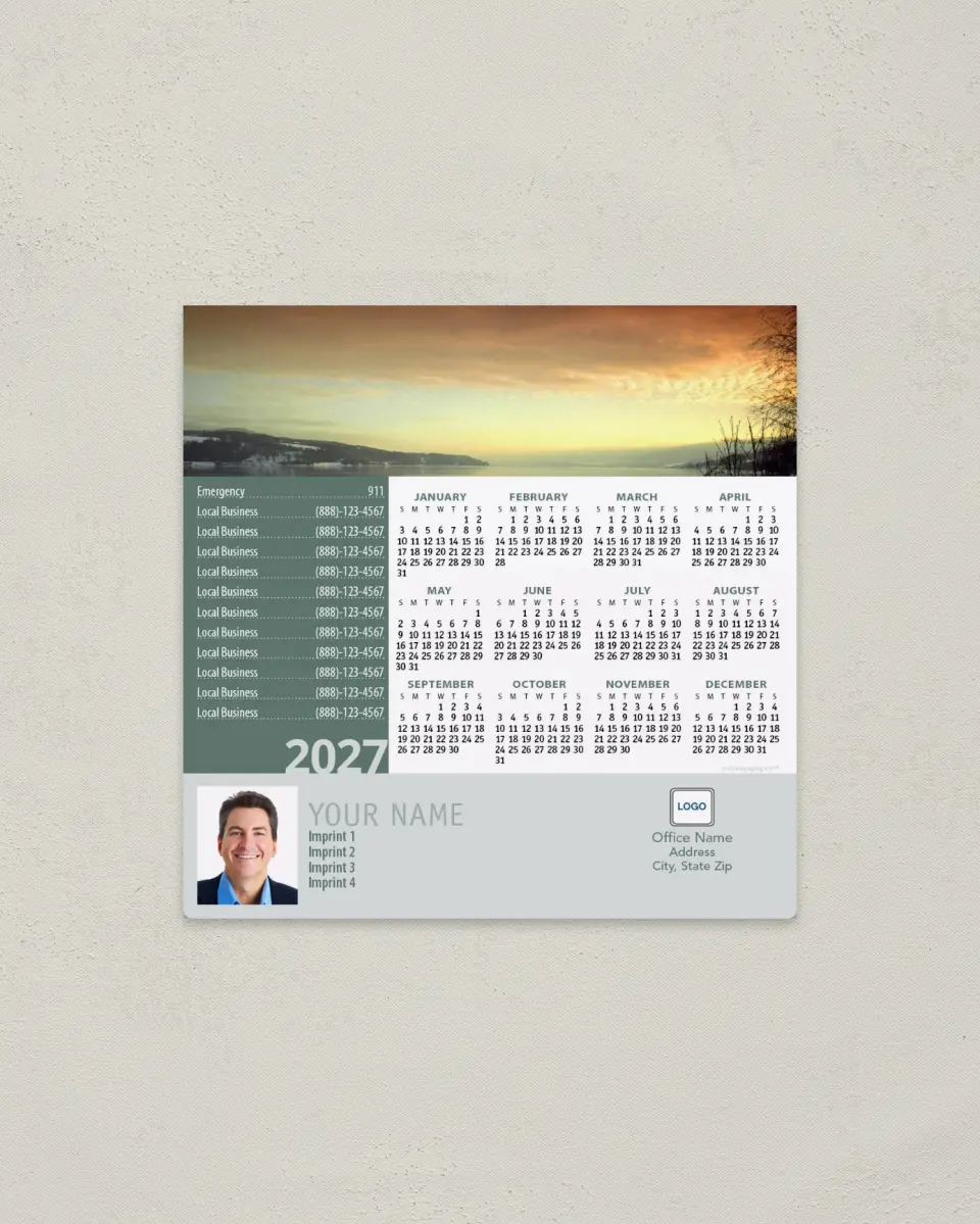 This is a 5½" x 5½" Magnetic Calendar called Calendar & Sky Horizon printed in full color with a Standard Gloss finish