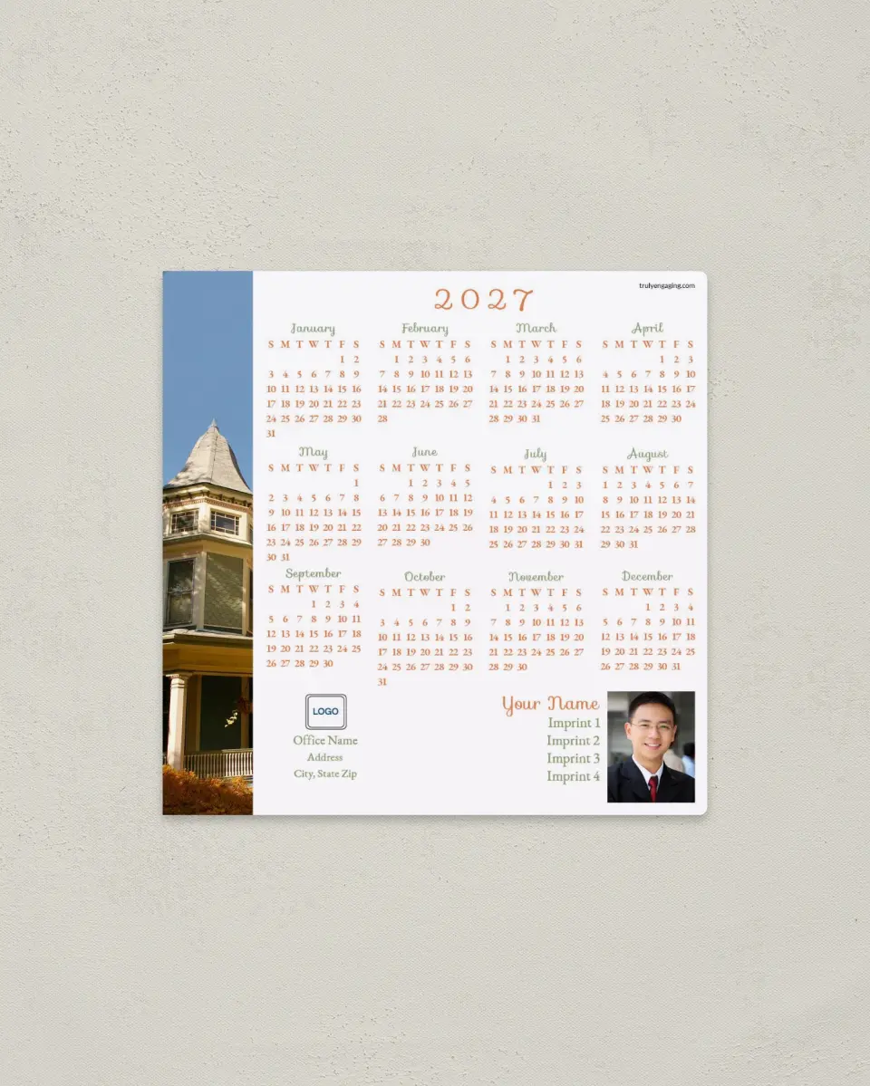This is a 5½" x 5½" Full Magnet Calendar called House Photo, White Background printed in full color with a Standard Gloss finish
