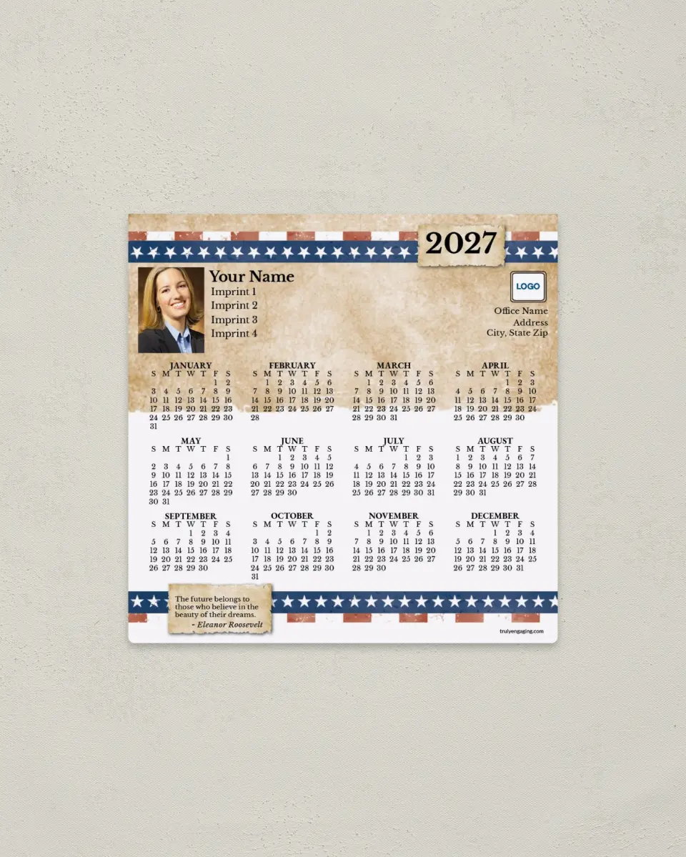 This is a 5½" x 5½" Full Magnet Calendar called Let Freedom Ring printed in full color with a Standard Gloss finish