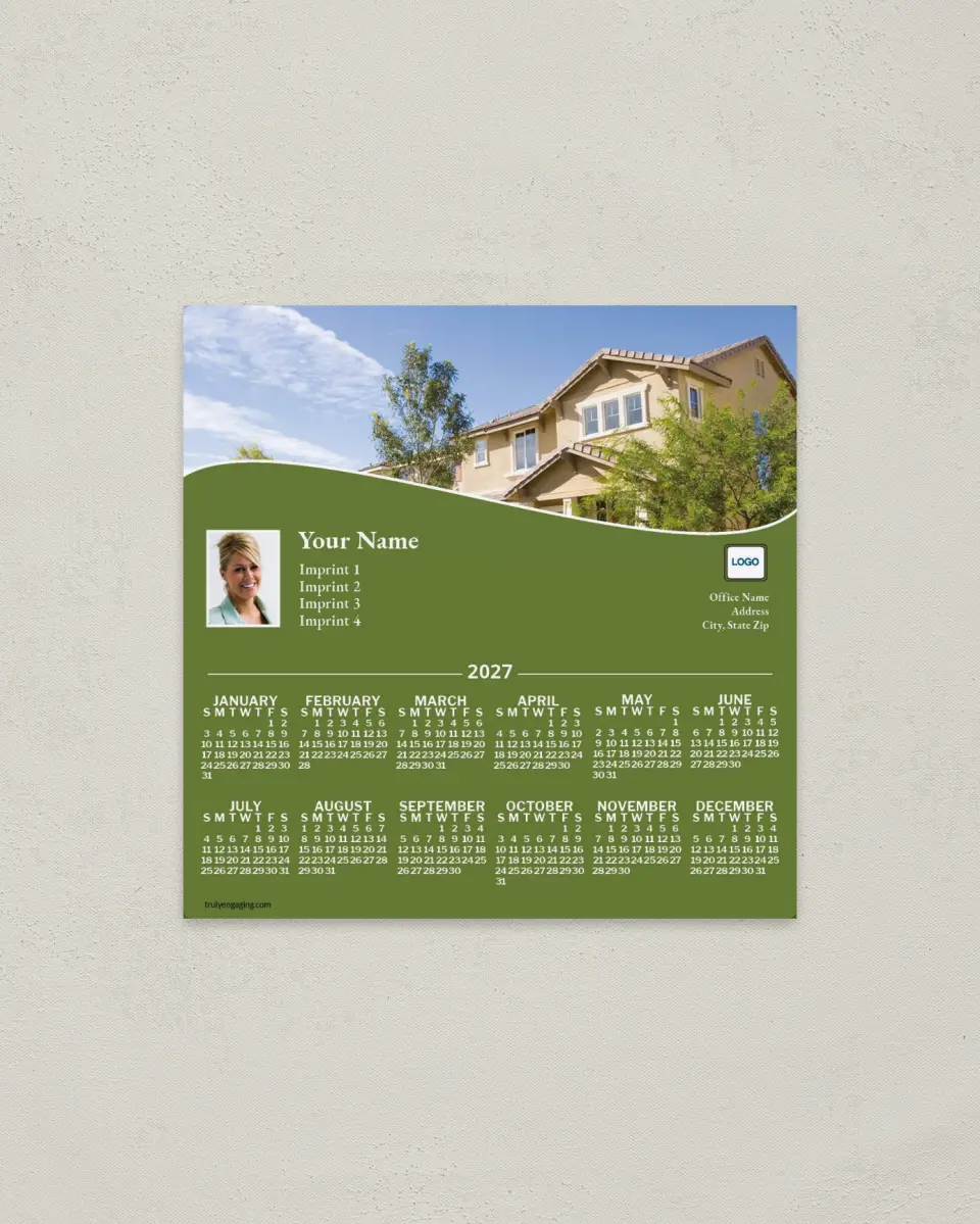 This is a 5½" x 5½" Full Magnet Calendar called Suburban printed in full color with a Standard Gloss finish
