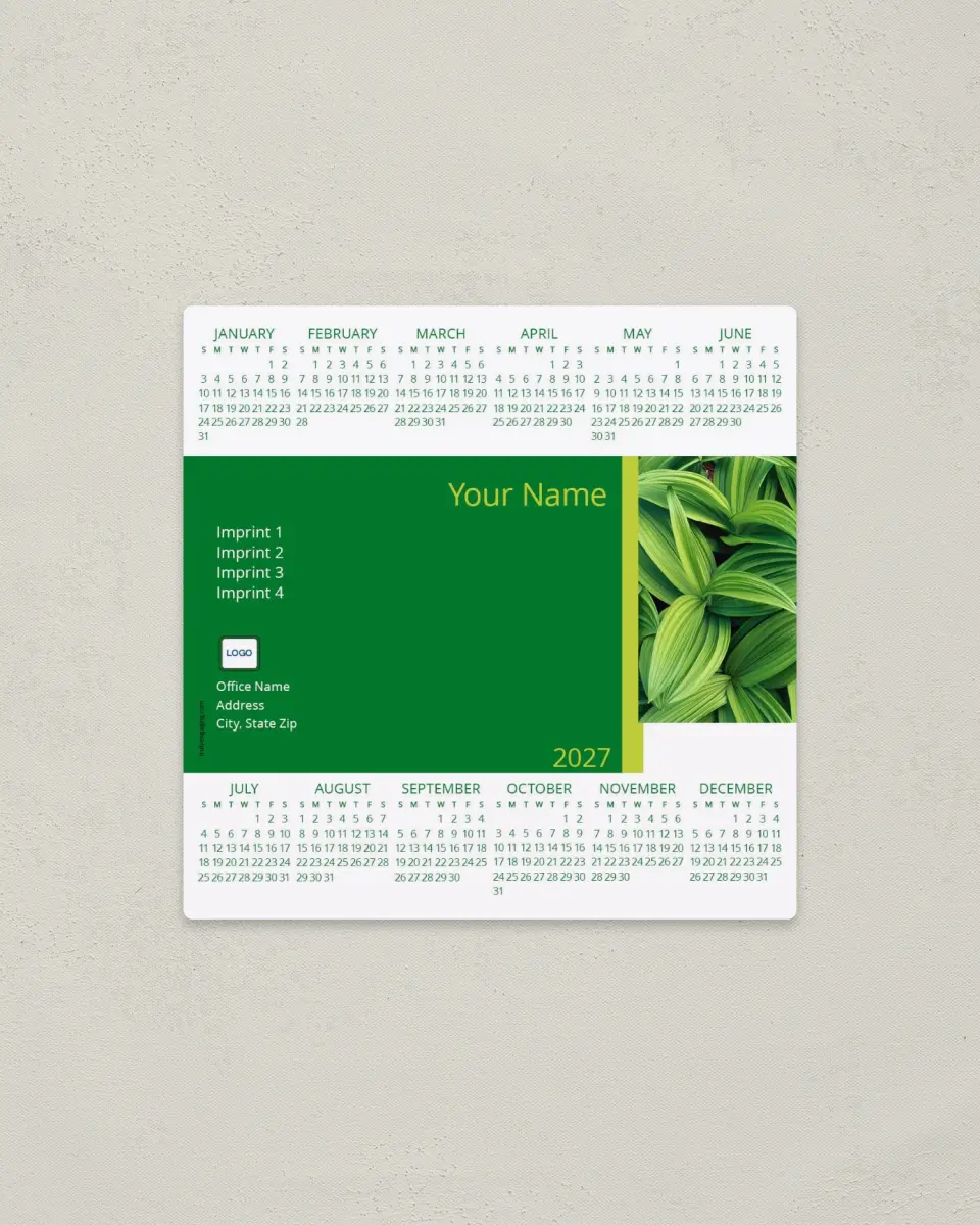This is a 5½" x 5½" Full Magnet Calendar called Bold Plants printed in full color with a Standard Gloss finish