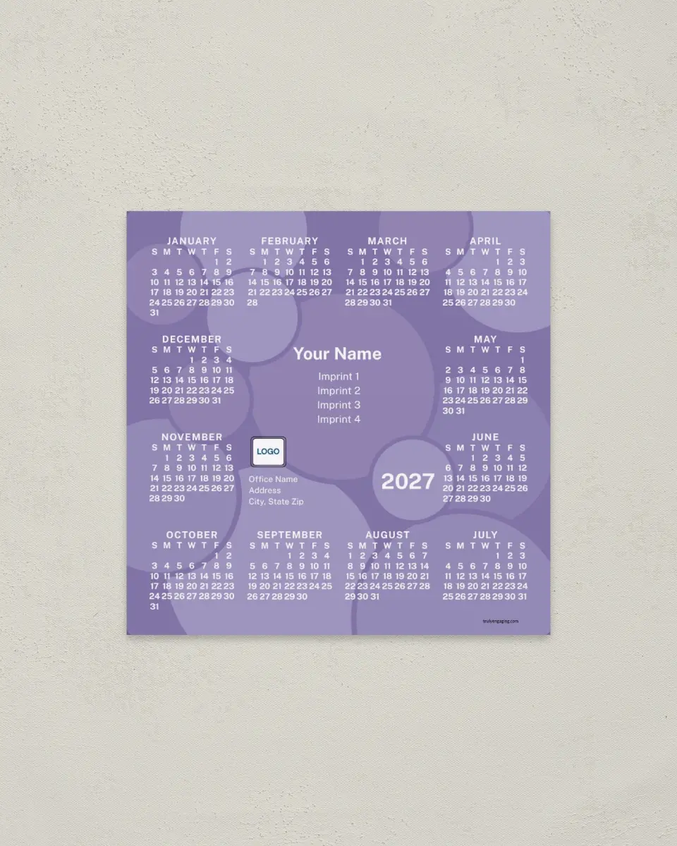 This is a 5½" x 5½" Full Magnet Calendar called Circle Design printed in full color with a Standard Gloss finish