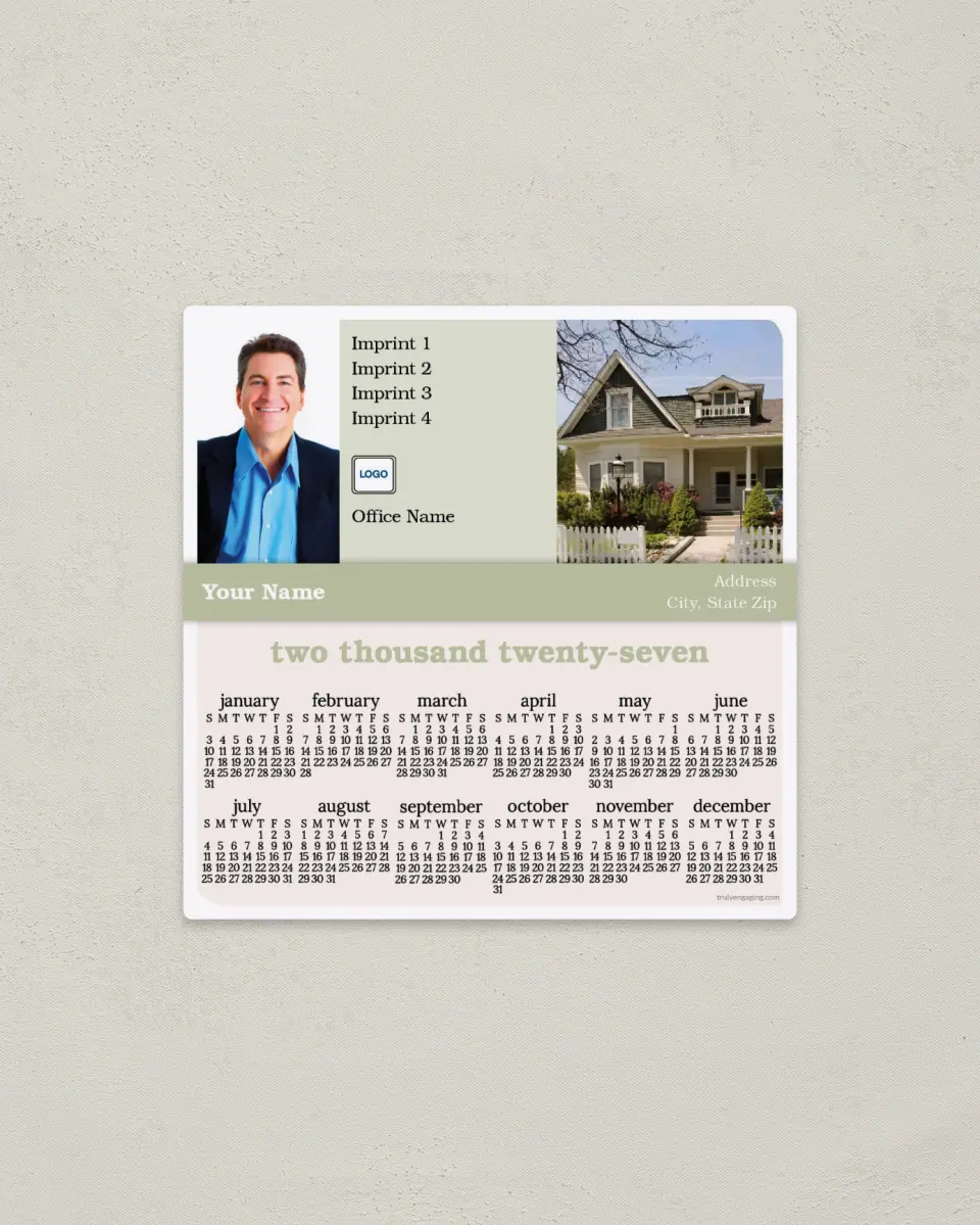 This is a 5½" x 5½" Full Magnet Calendar called Modern Brand printed in full color with a Standard Gloss finish