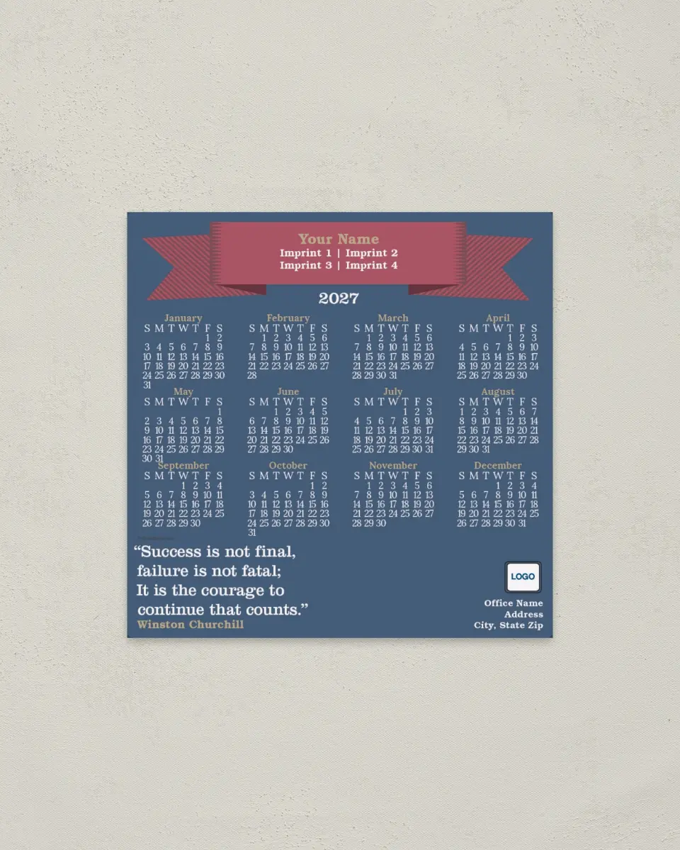 This is a 5½" x 5½" Full Magnet Calendar called Inspirational Quote with Banner printed in full color with a Standard Gloss finish