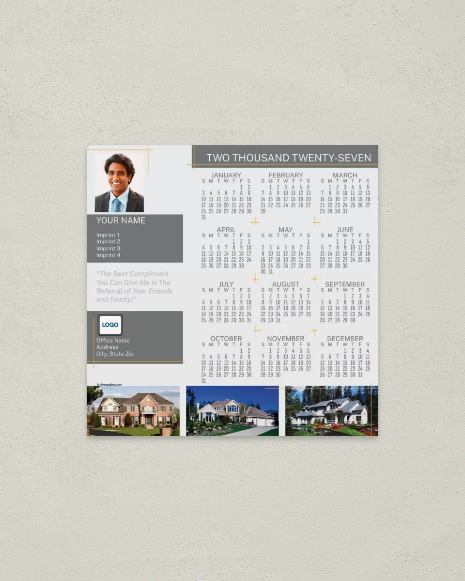 This is a 5½" x 5½" Full Magnet Calendar called Popular Property printed in full color with a Standard Gloss finish