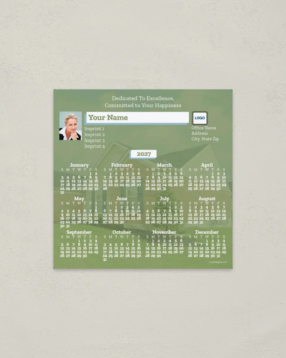 This is a 5½" x 5½" Full Magnet Calendar called Home Dedication printed in full color with a Standard Gloss finish
