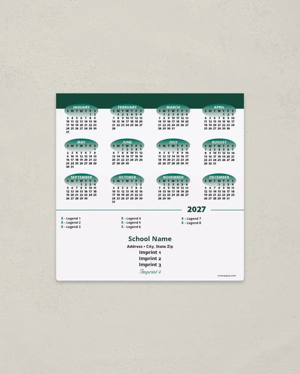 This is a 5½" x 5½" Full Magnet Calendar called Time Tracker printed in full color with a Standard Gloss finish