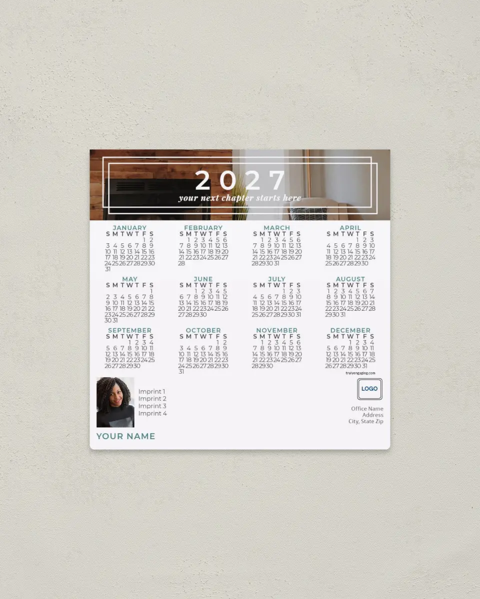This is a 5½" x 5½" Full Magnet Calendar called Home Retreat printed in full color with a Standard Gloss finish