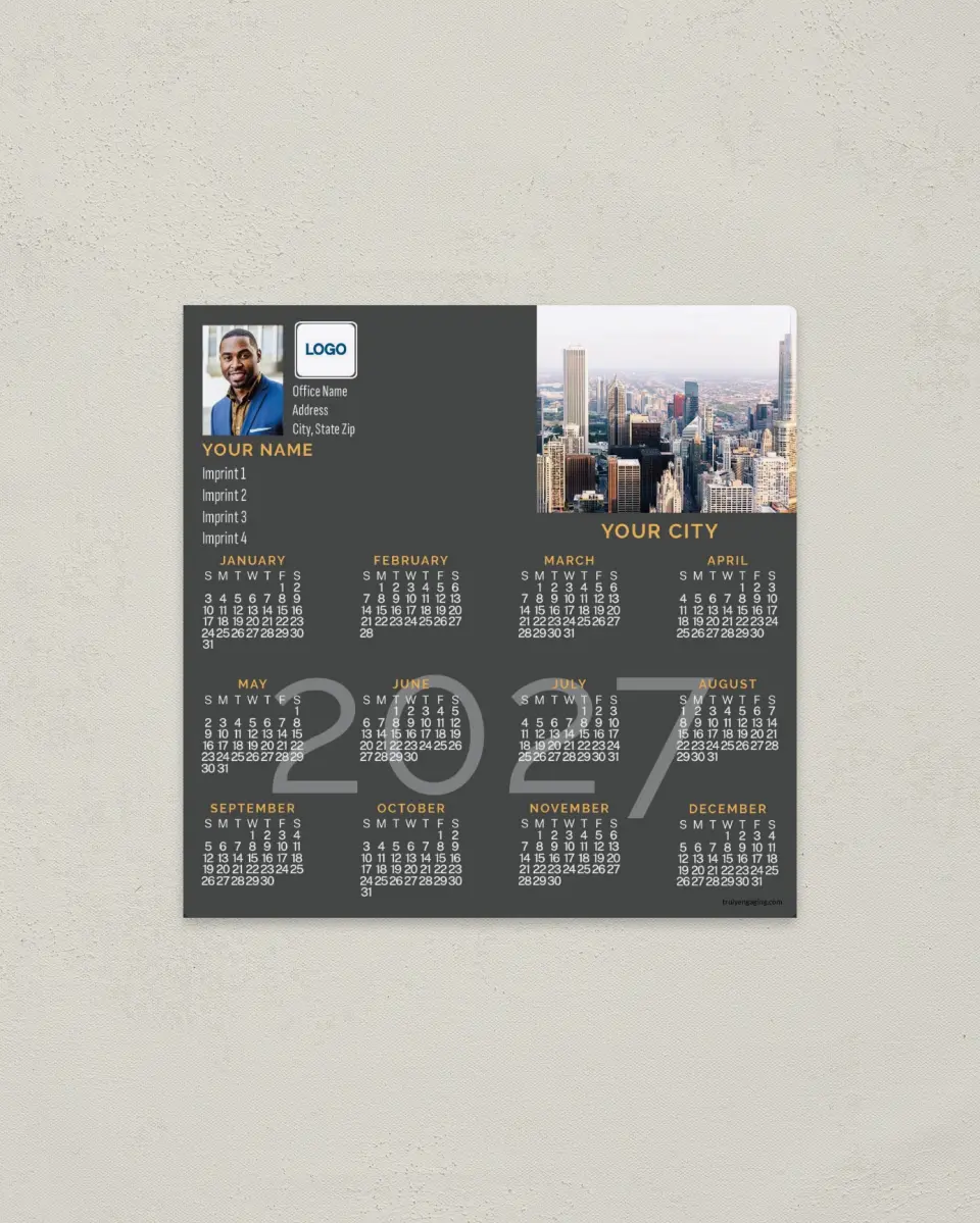 This is a 5½" x 5½" Full Magnet Calendar called Simple City printed in full color with a Standard Gloss finish