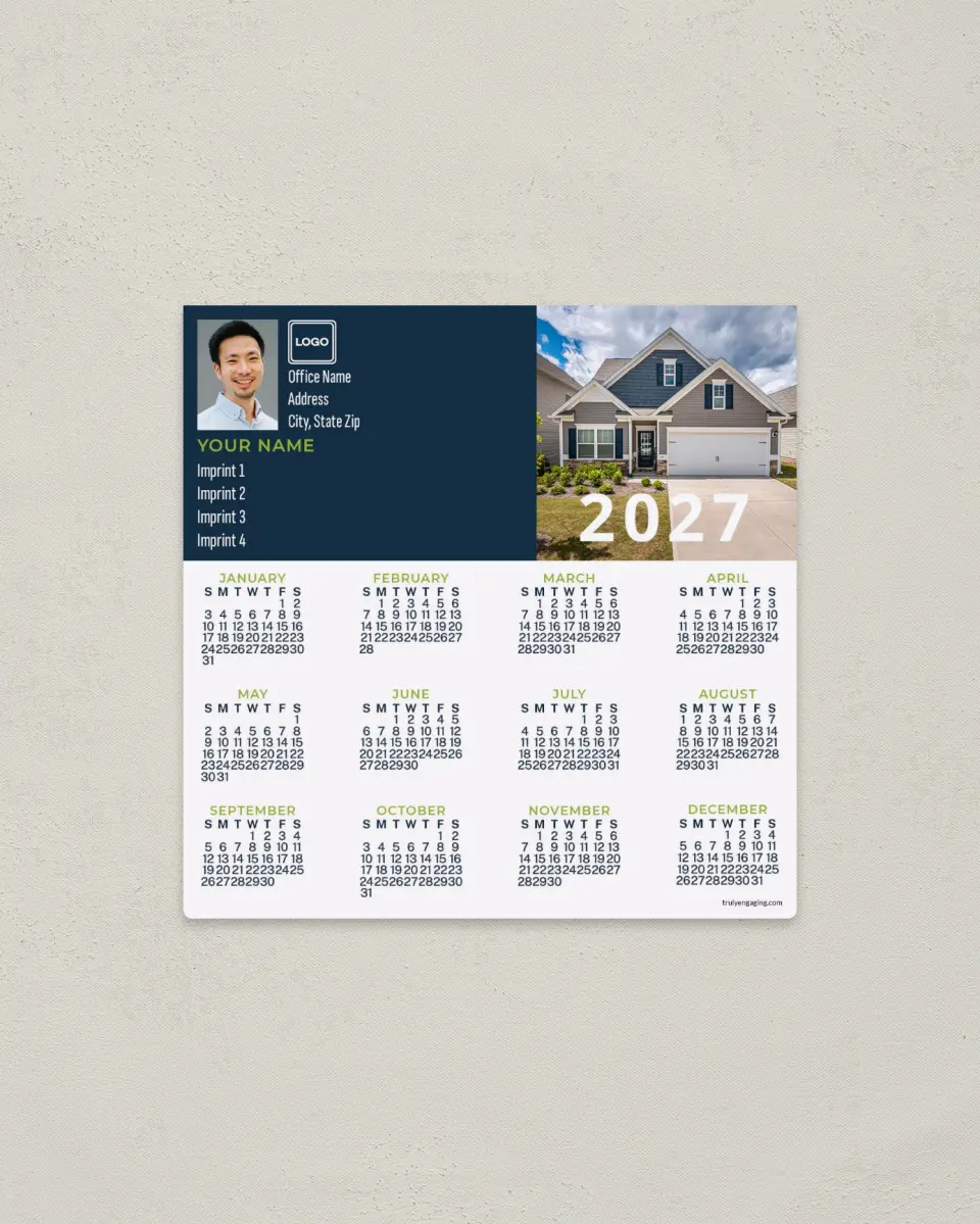 This is a 5½" x 5½" Full Magnet Calendar called Listed Home printed in full color with a Standard Gloss finish